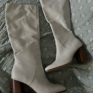 Chic Cream Heeled Boots